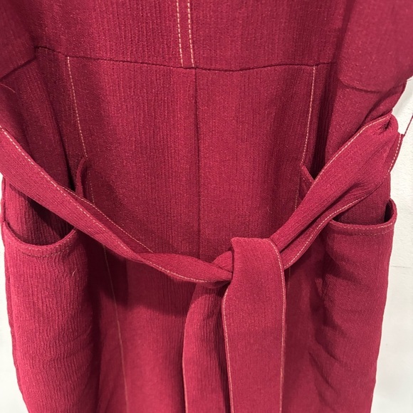 Anthropologie Greylin Bordo Jumpsuit Belted Maroon Red Pockets Size SP - Picture 6 of 12